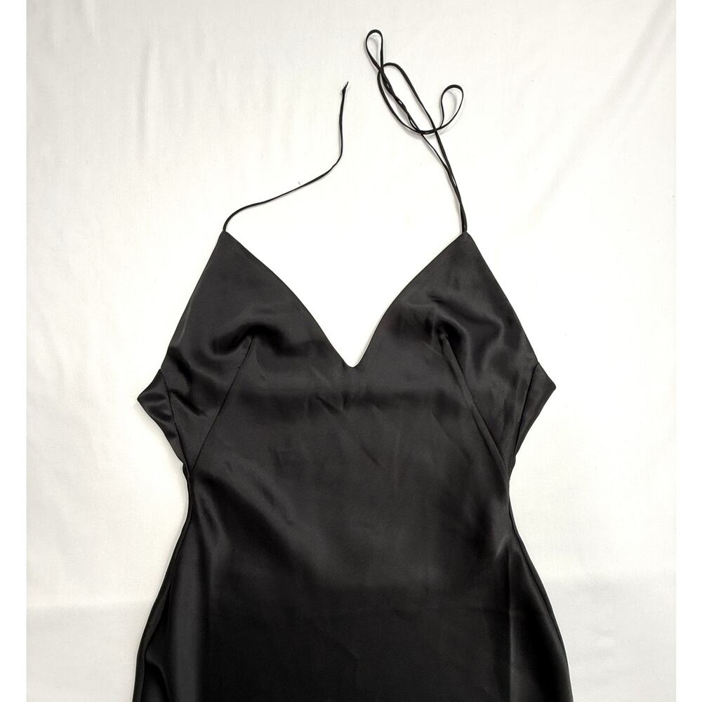 Mimii London Black satin halter maxi dress Sz XS back straps - Picture 5 of 10